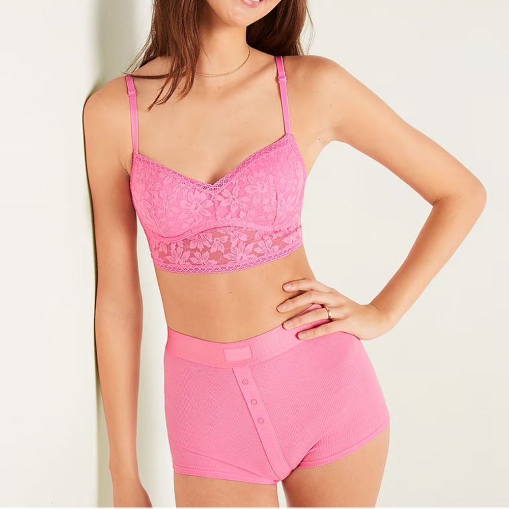 VICTORIA SECRETS NWT PINK LACE PUSH-UP BRALETTE MED